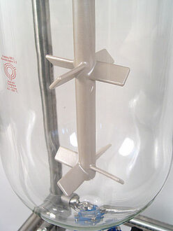 2 stage propeller stirrer, PFA coated for glass reactors or mixing vessels